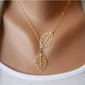 Punk Fashion Minimalist Two Leaves Pendant Necklaces For Women