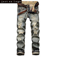 Distressed Straight Destroyed Ripped Jeans for Men's - sparklingselections