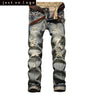 Distressed Straight Destroyed Ripped Jeans for Men's