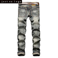 Distressed Straight Destroyed Ripped Jeans for Men's - sparklingselections