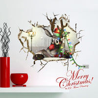 New 3D Sense Christmas Reindeer Window Wall Sticker - sparklingselections