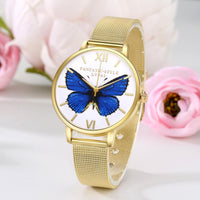 New Butterfly Printed Women Stainless Steel Watch - sparklingselections