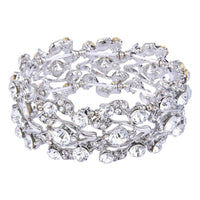 Silver Plated Multi-Leaf Bridal Bracelet For Wedding - sparklingselections