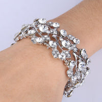 Silver Plated Multi-Leaf Bridal Bracelet For Wedding - sparklingselections