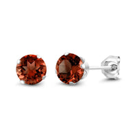 Set Of 3 Round  Natural Topaz Garnet  Stud Earrings - sparklingselections