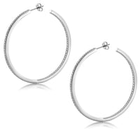 Women's Sterling Silver Inside Out Hoop Earrings - sparklingselections