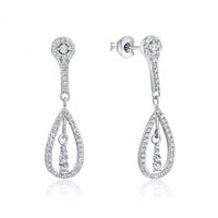 Women Silver Long Earrings For Wedding Parties - sparklingselections