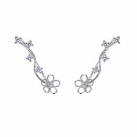 Silver Hollow Flower Bridal Earrings - sparklingselections