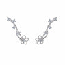 Silver Hollow Flower Bridal Earrings