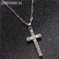 Fashion Silver Color Cross  Pendant Necklace - sparklingselections