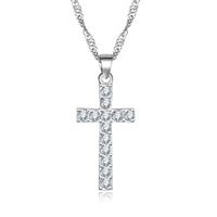 Fashion Silver Color Cross  Pendant Necklace - sparklingselections