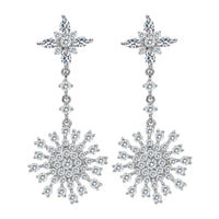 Sterling Silver Snowflake Flower Bridal Earrings - sparklingselections