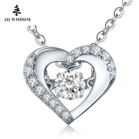 Silver Necklace Heart Pendant Jewelry With Dancing Natural Stone - sparklingselections