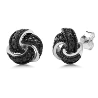 Women's Black Diamond Knot Antique Style Stud Earrings - sparklingselections