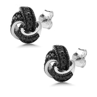 Women's Black Diamond Knot Antique Style Stud Earrings - sparklingselections