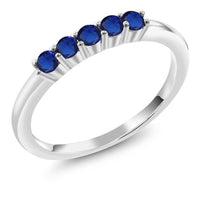 Round Blue Simulated Sterling Silver Ring - sparklingselections