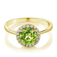 Silver Round Ring with Green Crystal