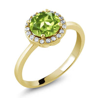 Silver Round Ring with Green Crystal