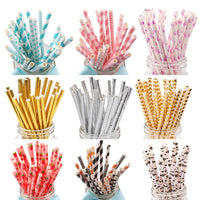 New stylish Gold Silver Drinking Paper Straws Straw for Party - sparklingselections