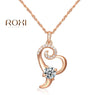 Crystal Rose Gold Color Cute Zircon Pendant Necklace