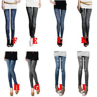 New Sexy Womens Leggings Jeggings Fashion tattoo Denim jeans Stretchy Skinny Pants - sparklingselections