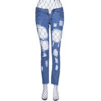 Women Fashion Sexy Net Socks Ripped Jeans - sparklingselections