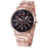 Mens Stainless Steel Band Sport Quartz Roman Numerals Dial Hour Watch