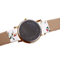 Flower Printed Women Leather Metal Watch New Fashion Colorful High Quality Quartz Wristwatches - sparklingselections