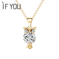 Gold Color Owl Necklace Pendant - sparklingselections