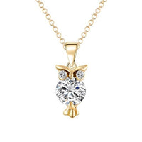 Trendy Gold Color OWL Necklace Pendants with Crystal - sparklingselections