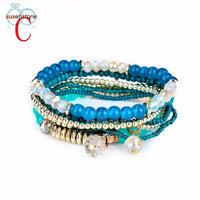 Bohemian Stretch Acrylic Beaded Lady Bracelet Bangle - sparklingselections