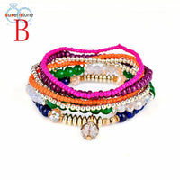 Bohemian Stretch Acrylic Beaded Lady Bracelet Bangle - sparklingselections