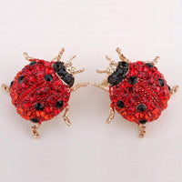 Red Crystal Ladybug Stud Earrings For Women - sparklingselections