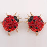 Red Crystal Ladybug Stud Earrings For Women
