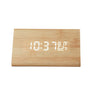 Wooden LED Digital Alarm Clock, Displays Temperature Cube Wood-shaped Sound Control Hot LED Alarm Clock