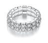 Multi-row Silver Elastic Full Crystal Rhinestone Rings For Women