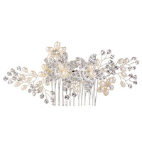 Austrian Crystal Simulated Pearl Hair Piece For Women - sparklingselections