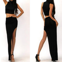 New Arrival Women Lady Charming Black Side Open Long Maxi Skirt size m - sparklingselections
