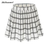 new woman Summer Style Design White Plaid Mini Skirt size sml
