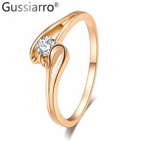 Gold-Color Round Zirconia Ring for Women - sparklingselections