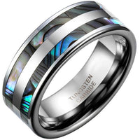 8mm Top Quality Tungsten Carbide Ring with Double Abalone Shell Inlay for Men Engagement Wedding Bands anillos hombre - sparklingselections