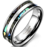 8mm Top Quality Tungsten Carbide Ring with Double Abalone Shell Inlay for Men Engagement Wedding Bands anillos hombre - sparklingselections