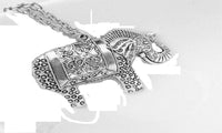 Womens Elephants Pendant Sweater Chain Retro Silver Necklace - sparklingselections