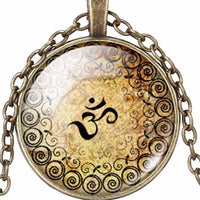 OM Yoga Glass Cabochon Necklace - sparklingselections