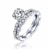 Silver Ring Set for Women Wedding Engagement - sparklingselections