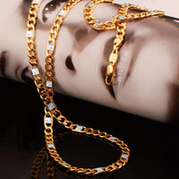 Men Two Tone Gold Color Necklace Set - sparklingselections