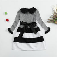 Long Sleeve Striped Party Wear Dress for Kid Girls - sparklingselections
