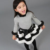 Long Sleeve Striped Party Wear Dress for Kid Girls - sparklingselections