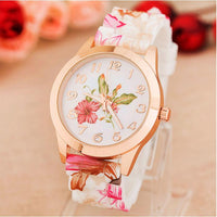 New Women Silicone Printed Flower Causal Quartz Wristwatch Fashion Wedding, Engagement Watch For Gifts - sparklingselections