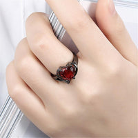 Wedding Love Heart Big Black Ring for Women - sparklingselections